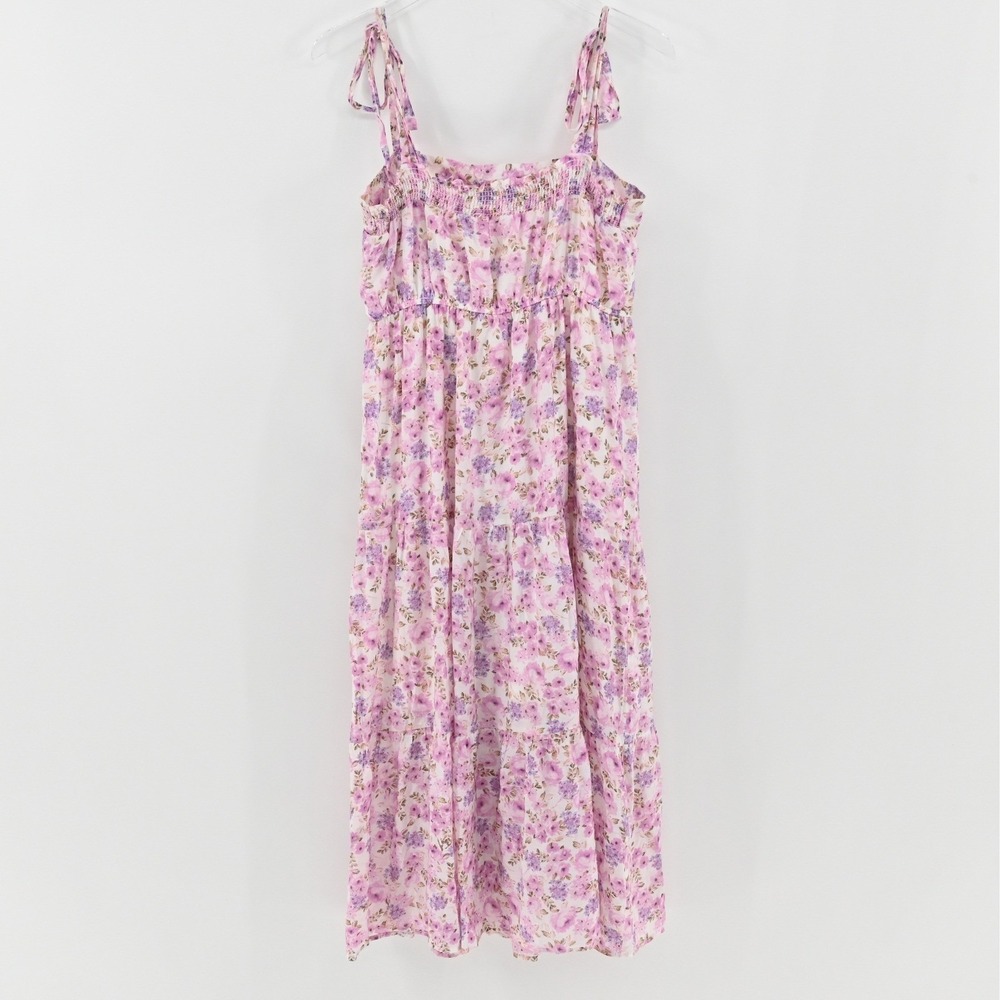 Altar'd State Floral Tiered Midi Dress Womens Size M Purple Pink Cottagecore - Picture 3 of 10
